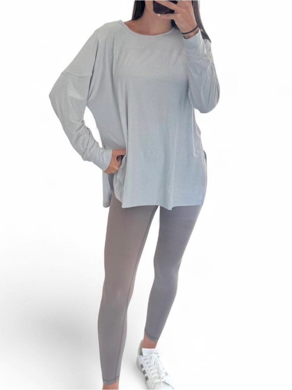 Light Gray Long-Sleeve Women's Tunic Top